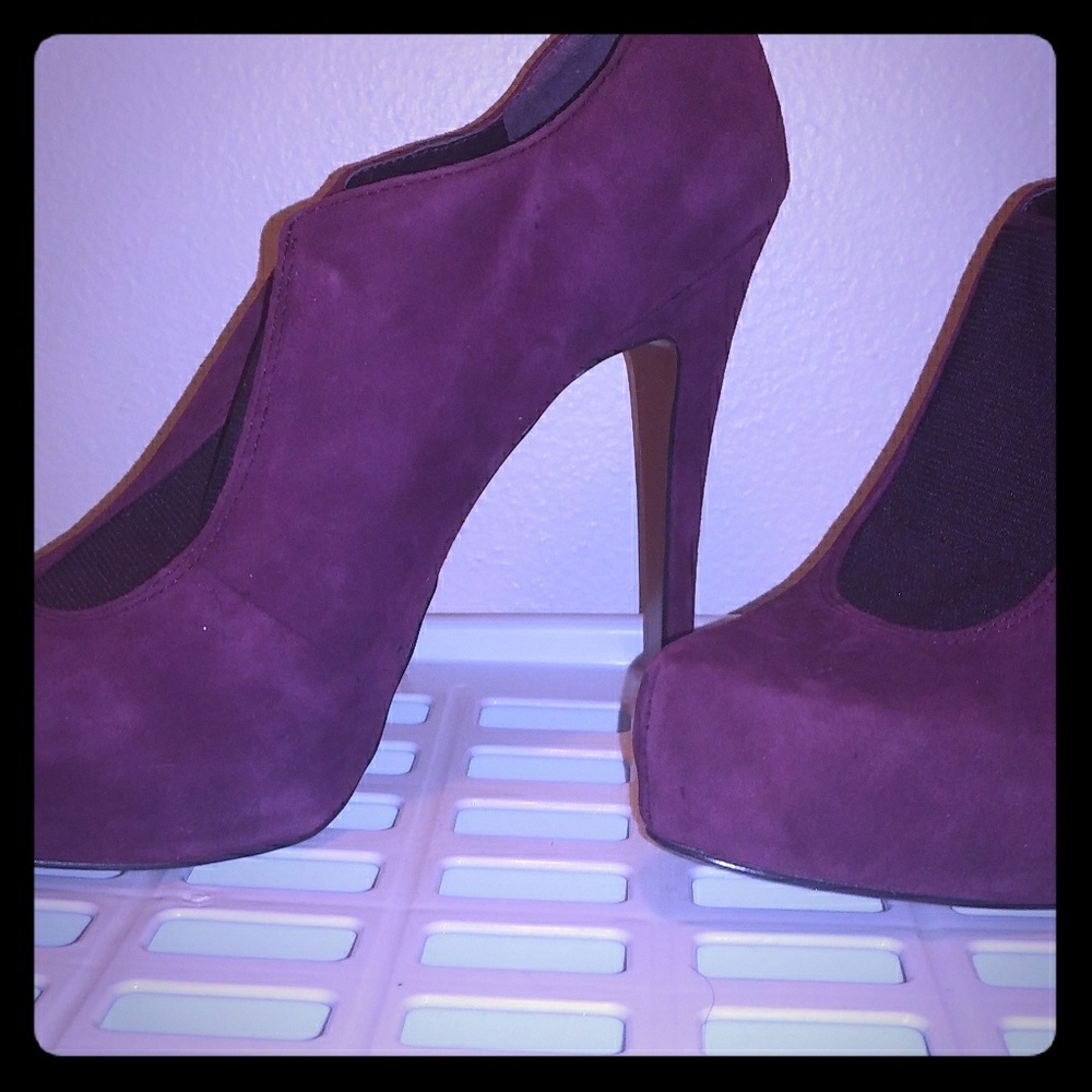 BCBG Purple Ankle Suede Booties